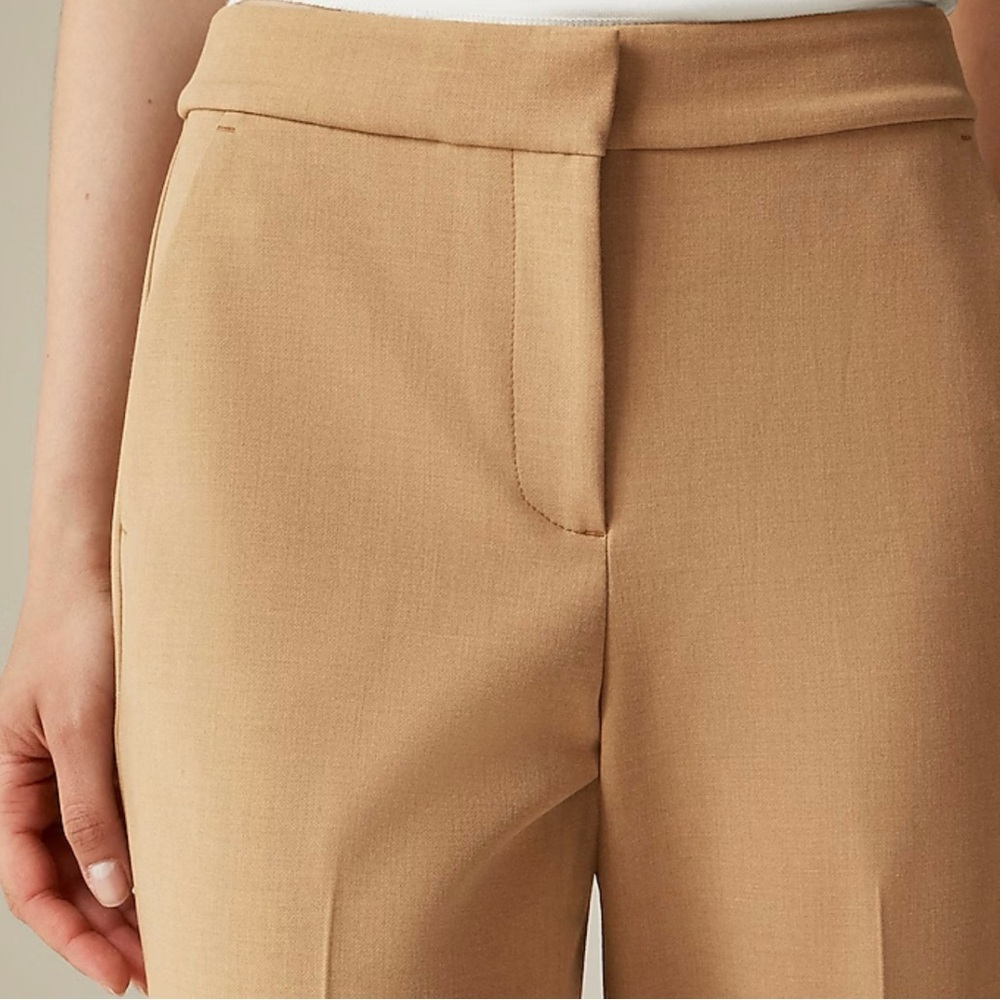 J Crew Kate Straight Leg Pant in Four Season Stretch 00 Petite Camel Office - Picture 2 of 12